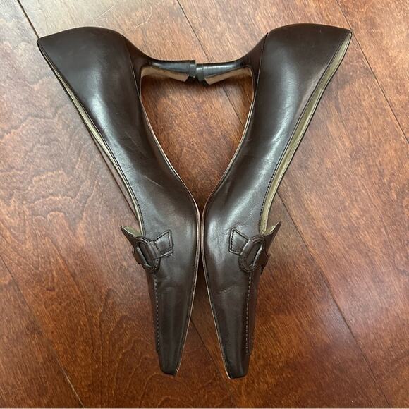 Antonio Melani Brown 90s Style Pointed Square Toes Women's Spool Heels, Size 7 - Picture 4 of 16
